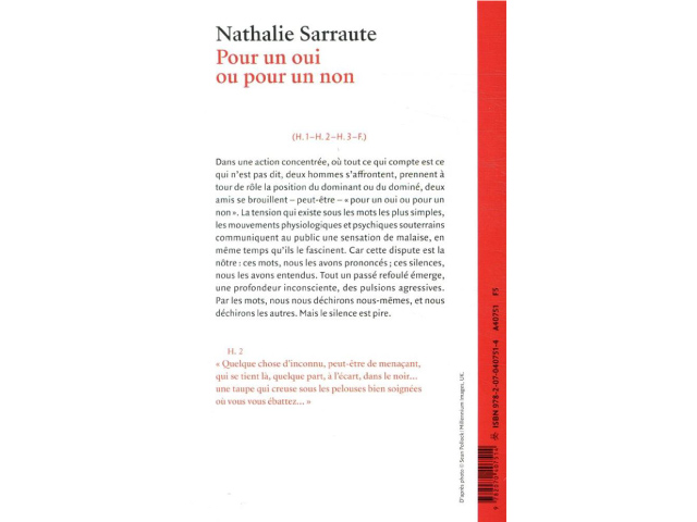 5 sujets de dissertation sur Pour un oui ou pour un non de Nathalie Sarraute, liés au parcours théâtre et dispute